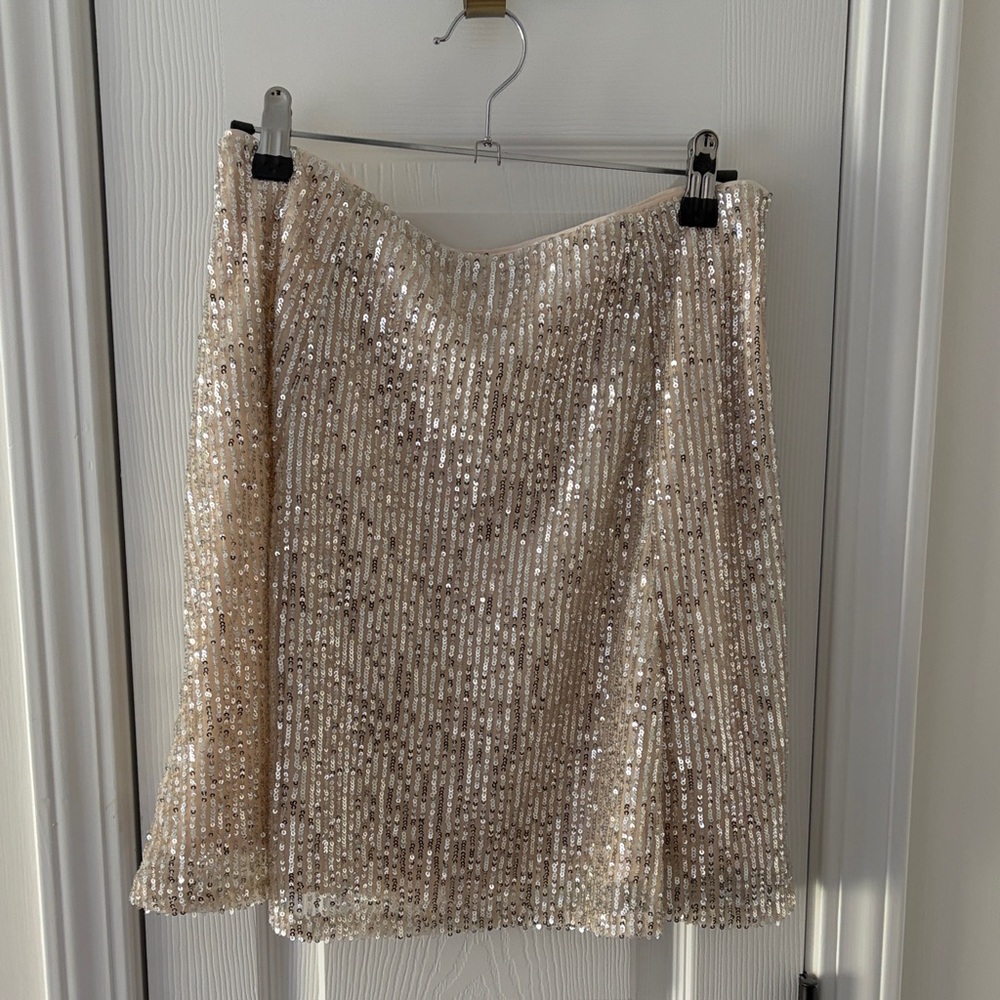 LOFT Champagne Sequin Mini Skirt